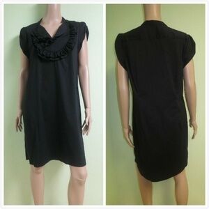 BCBGMaxAzria Cap Sleeve Ruffle Cocktail‎ Shift Dress Size M Black